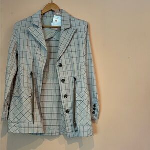 Stylish Women's Gray Checkered Jacket Cabi Window pane jacket style #6026